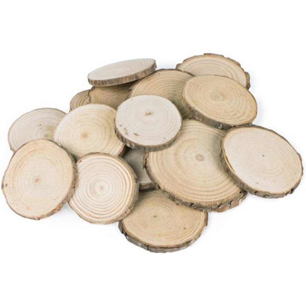 Mini Assorted Size Natural Color Tree Bark Wood Slices Round Log